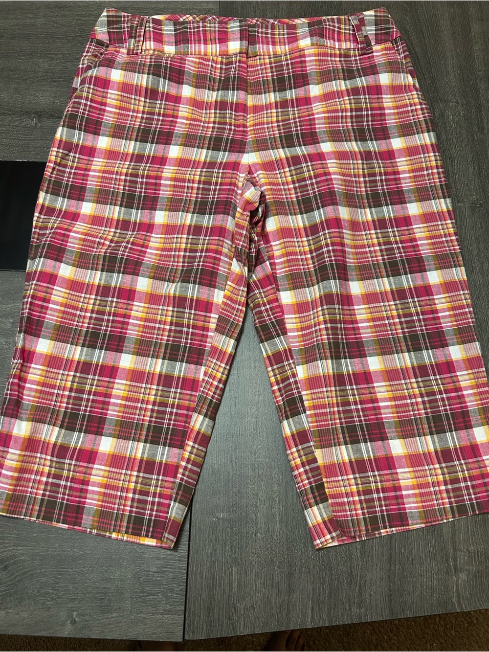Cato Ladies Plaid Shorts - Pink, White, Yellow, Brown